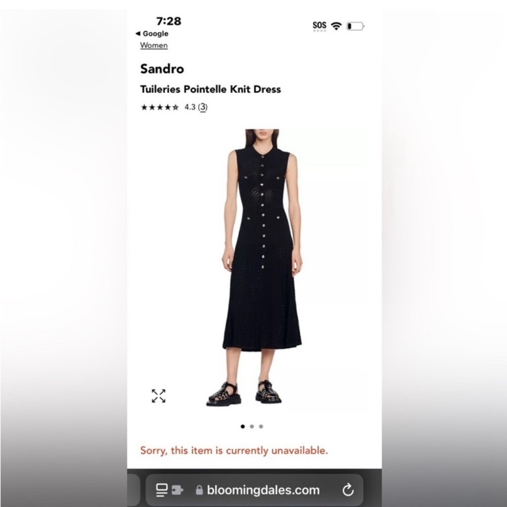 Sandro Black Midi Dress - Picture 2 of 7